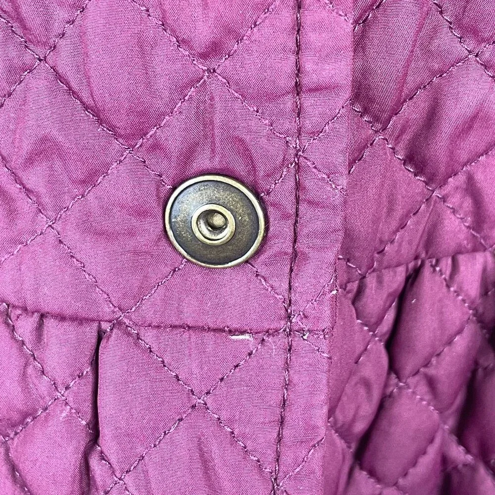 Gymboree Old Money Equestrian Quilted Jacket Girl Medium Burgundy Pockets Preppy